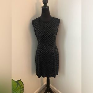 SCALA 100% Pure Silk Beaded Black Short Sleeveless Evening Gown-Women’s Large